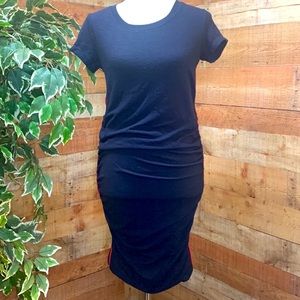 ❤️💙 SUNDRY Navy Brushed Jersey Ruched Fitted Dress 💙❤️